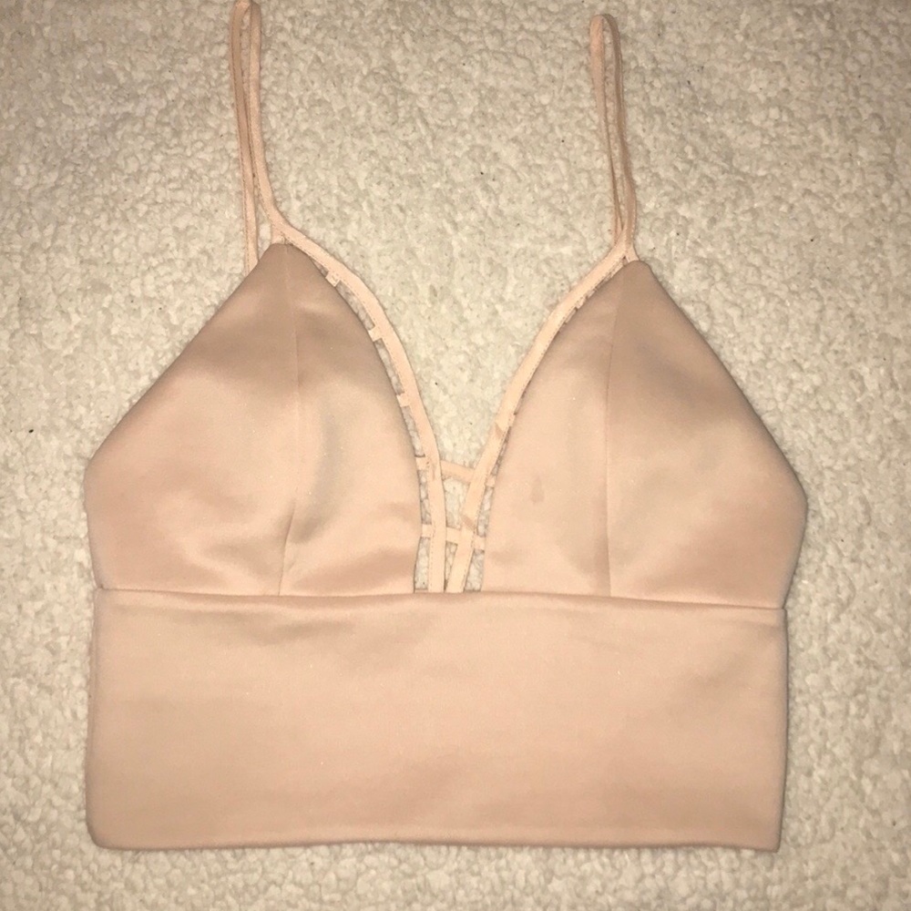 Charollette russe Satin Rosy Pink Crop Top